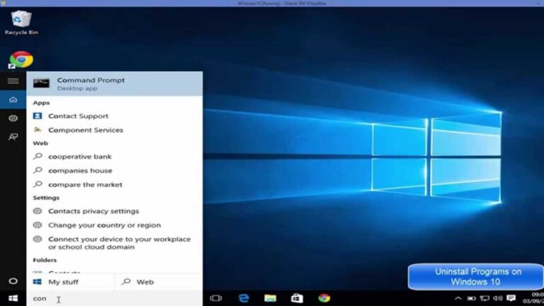 Uninstall apps on Windows 10