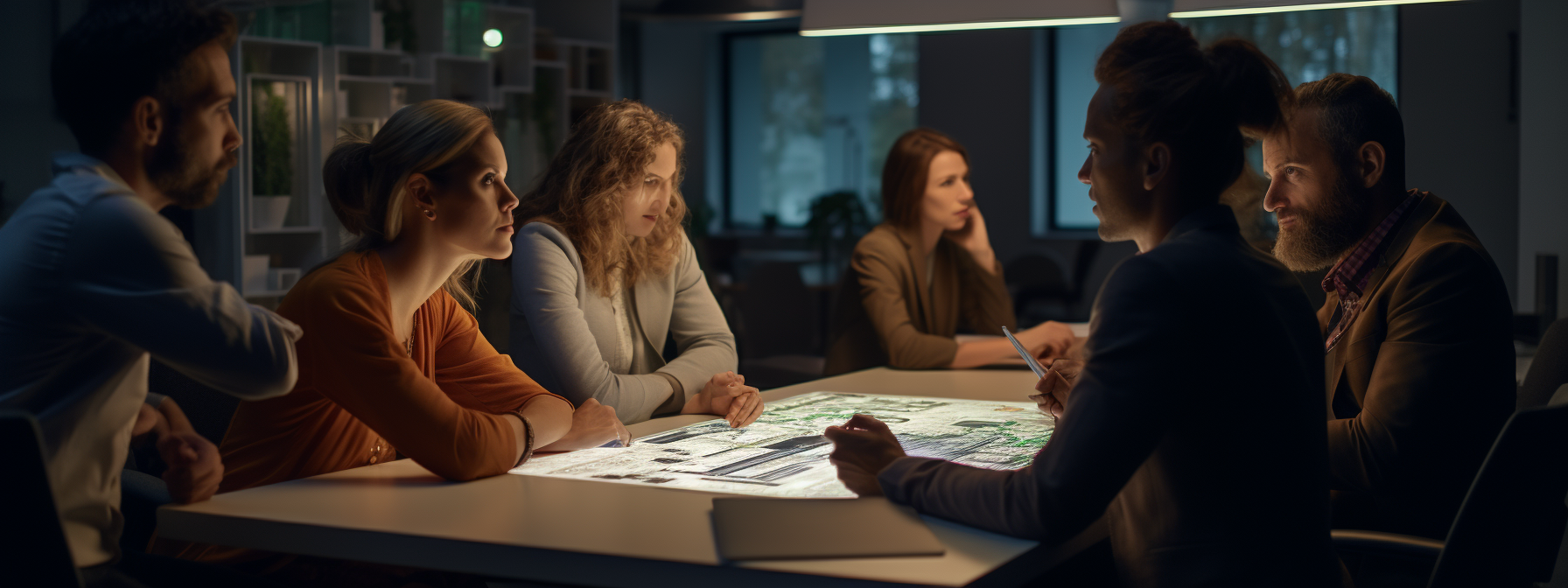 A team sitting around a table discussing the benefits of professional services automation software