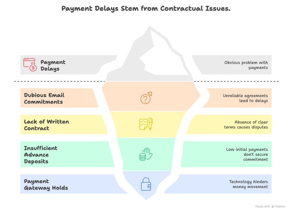 Payment delays stem from contractual issues